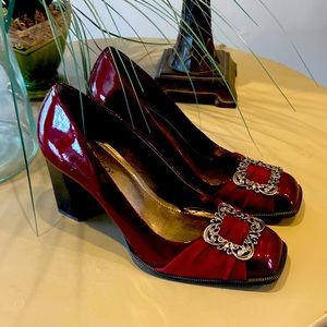 Franco Sarto burgundy patent leather shoes